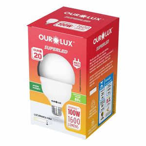 Lâmpada Led Bulbo 20W 6500K Branco Bivolt 20350 Ourolux - UN