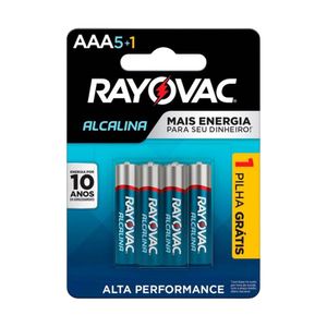 Pilha AAA  Alcalina Leve 6 Pague 5 20913 Rayovac - 6UN