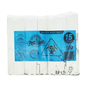 Saco Lixo Hospitalar 15 Litros 39x58 Branco 2301 Papelial - 100UN