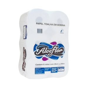 Papel Toalha Branco 200mx20cm 100% Celulose 0119 Alveflor - 6RL