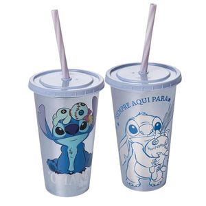 Copo Plástico 500ml com Canudo Stitch 5831 Plasutil - UN