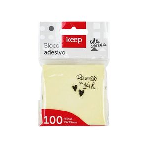 Bloco Adesivo 75x75 Amarelo 100 Folhas EI018 Keep - UN