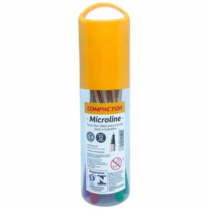 Caneta Hidrocor 0,4mm Microline 12 Cores Sortidas 1650 Compactor - 12UN