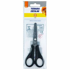 Tesoura Escolar com Régua 13cm Preta Inox TE1306 Brw - UN