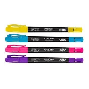 Kit Caneta Marca Texto Fluorescente Ponta Dupla CA2021 Brw - 4UN
