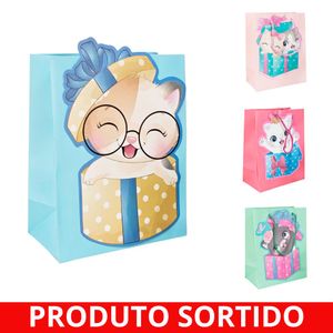 Sacola para Presente 23x18cm Gatinho Sortido 5485 Amigold - UN