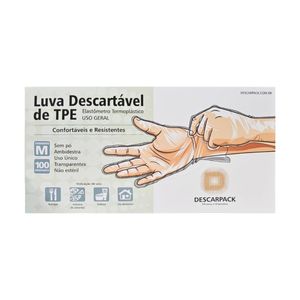 Luva de Viniflex TPE sem Pó M 0201 Descarpack - 100UN