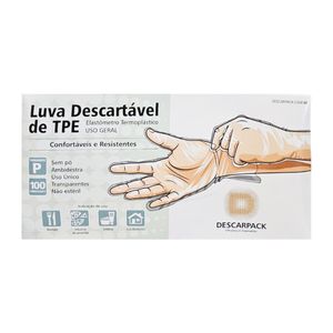Luva de Viniflex TPE sem Pó P 0101 Descarpack - 100UN