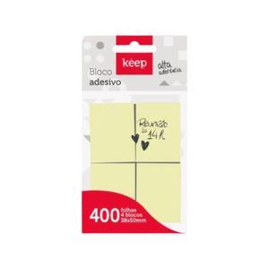 Bloco Adesivo 38x50 Amarelo 100 Folhas EI013 Keep - C/4UN