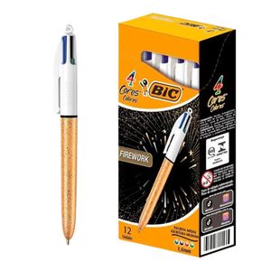 Caneta Esferográfica Retrátil 4 cores FIREWORK 12 Bic - 12UN