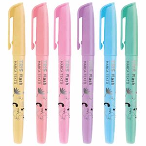 Caneta Marca Texto Flash Pastel 607283 Tris - 6UN