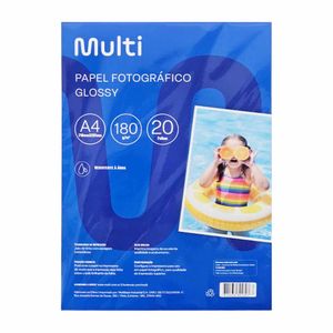 Papel Photo 180g A4 Glossy PE039 Multilaser - 20FL