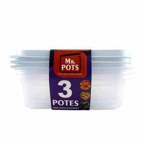 Pote Plástico Quadrado 700ml Azul Pastel TQ700C Plascony - 3UN