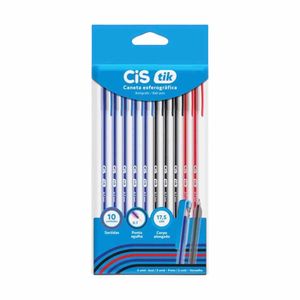 Caneta Esferográfica Tik 0.7mm Cores 57726 Cis - 10UN