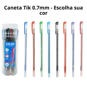 Caneta Esferográfica Tik Gel 0.7mm - Escolha Sua Cor