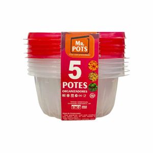 Pote Plástico Redondo 800ml Vermelho TR800D Plascony - 5UN