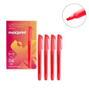 Caneta Marca Texto Needs Vermelho 0137 Maxprint - 12UN