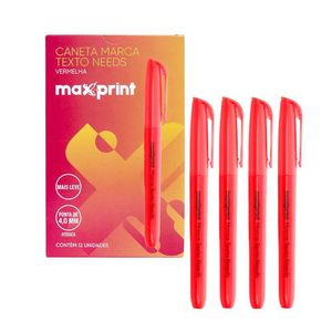 Caneta Marca Texto Needs Vermelho 0137 Maxprint - 12UN