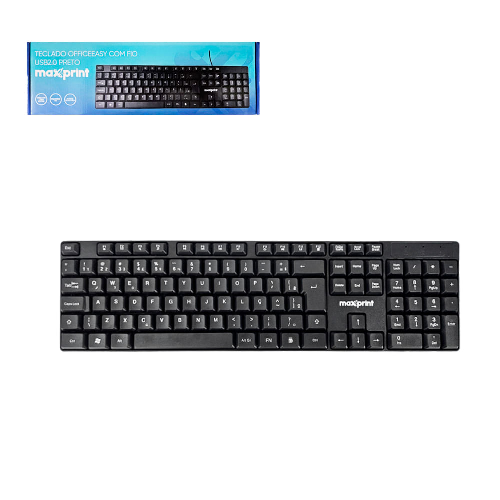 Teclado ABNT2 USB Preto Officeeasy 0153 Maxprint - UN - Atacado