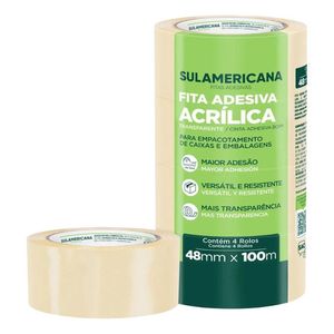 Fita Empacotamento 48x100 transparente 1129 Sulamericana - 4RL
