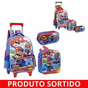 Kit Mochila de Rodinhas com Lancheira e Estojo Power Pets MIM6330-C Yepp - KIT