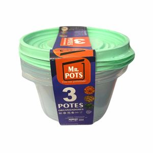 Pote Plástico Redondo 1,1 Litros Verde Pastel TR1100C Mr.pots - 3UN