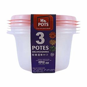 Pote Plástico Redondo 1,1 Litros Rosa Pastel TR1100C Mr.pots - 3UN