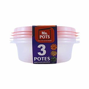 Pote Plástico Redondo 600ml Rosa Pastel TR600C Mr.pots - 3UN