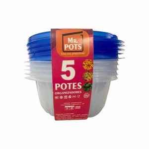 Pote Plástico Redondo 800ml Azul Pastel TR800D Plascony - 5UN