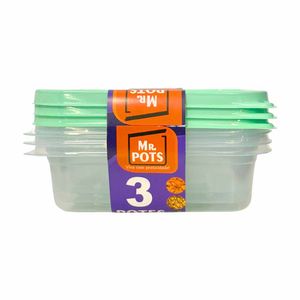 Pote Plástico Quadrado 700ml Verde Pastel TQ700C Plascony - 3UN