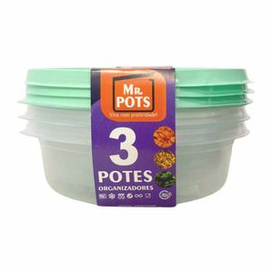 Pote Plástico Redondo 600ml Verde TR600C Plascony - 3UN