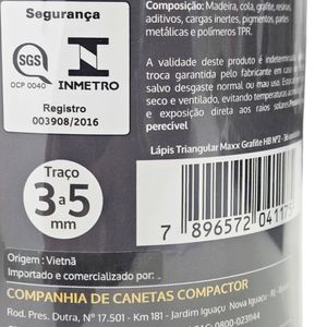 Lápis Preto N.2 HB Triangular com Borracha Maxx 4027 Compactor - 36UN