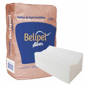 Papel Toalha Interfolhado Branco 20,5x20cm Silver A2 8377 Belipel - 1000FLS