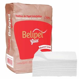 Papel Toalha Interfolhado Branco 20,5x20cm Gold A1 8236 Belipel - 1000FLS