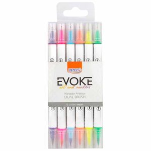Caneta Hidrocor Dual Brush Pen 6 Cores BP1005 Brw - 6UN