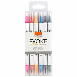 Caneta Hidrocor Dual Brush Pen 6 Cores BP1006 Brw - 6UN