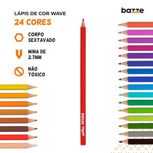 Lápis Cor com 24 Cores Sextavado Wave Resina 1860 Bazze - EST
