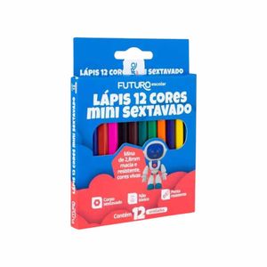 Lápis Cor Mini com 12 Cores Sextavado Resina 2203 Futuro - EST