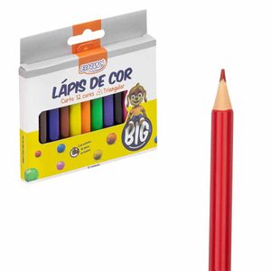 Lápis de Cor Curto Jumbo 12 Cores LP1207 Brw - 6EST