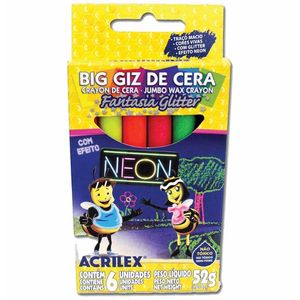 Gizão de Cera Neon Glitter com 6 Cores 0980 Acrilex - UN