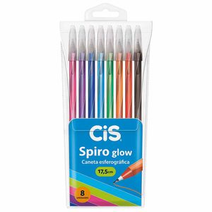 Caneta Esferográfica 0,7 mm Spiro Glow Cores 0634 Cis - 8UN