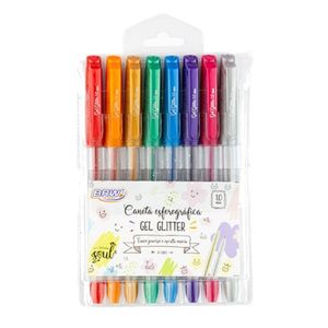 Caneta Esferográfica Gel 1.0mm Glitter 8 Cores CA0031 Brw - 8UN