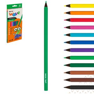 Lápis de Cor com 12 Cores Sextavado Wave Reciclado 902122 Bazze - EST
