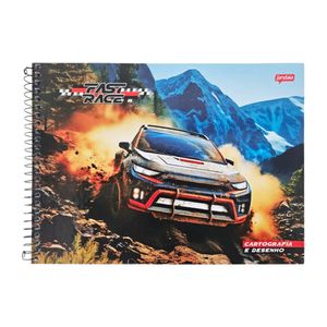 Caderno Cartografia Capa Dura sem Seda 80 Folhas Fast Race 1387 Jandaia - 4UN