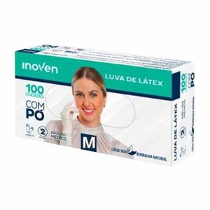 Luva Látex Tamanho M Procedimento Branco 3022 Inoven - 100UN
