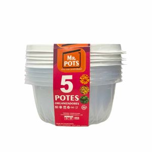 Pote Plástico Redondo 800ml Branco TR800D Plascony - 5UN