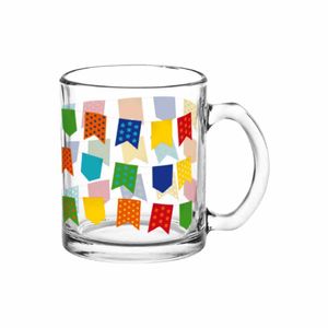 Caneca Vidro 320ml Bandeirinhas JNW70001 Rocie - UN