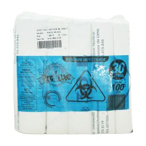 Saco Lixo Hospitalar 30 Litros 59x62 Branco 2311 Papelial - 100UN
