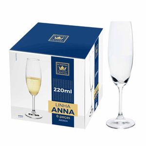 Taça de Champagne Vidro 220ml Anna 58002 Bohemia - 6UN