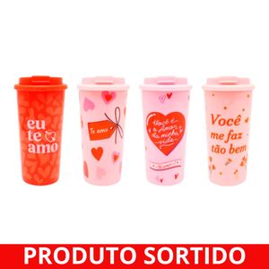 Copo Plástico 620ml com Tampa Namorados FJ90651 Fwb - UN